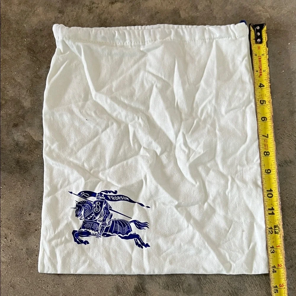 Authentic Burberry Prorsum White Dust Bag with Navy Motif of blue knight